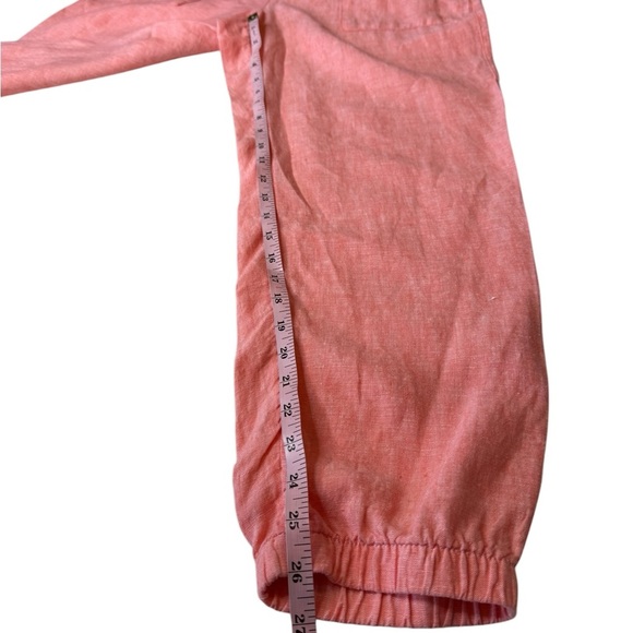 Athleta Retreat Linen Drawstring Waist Joggers Sunset Glow Garden Orange Size 12 - Picture 7 of 16